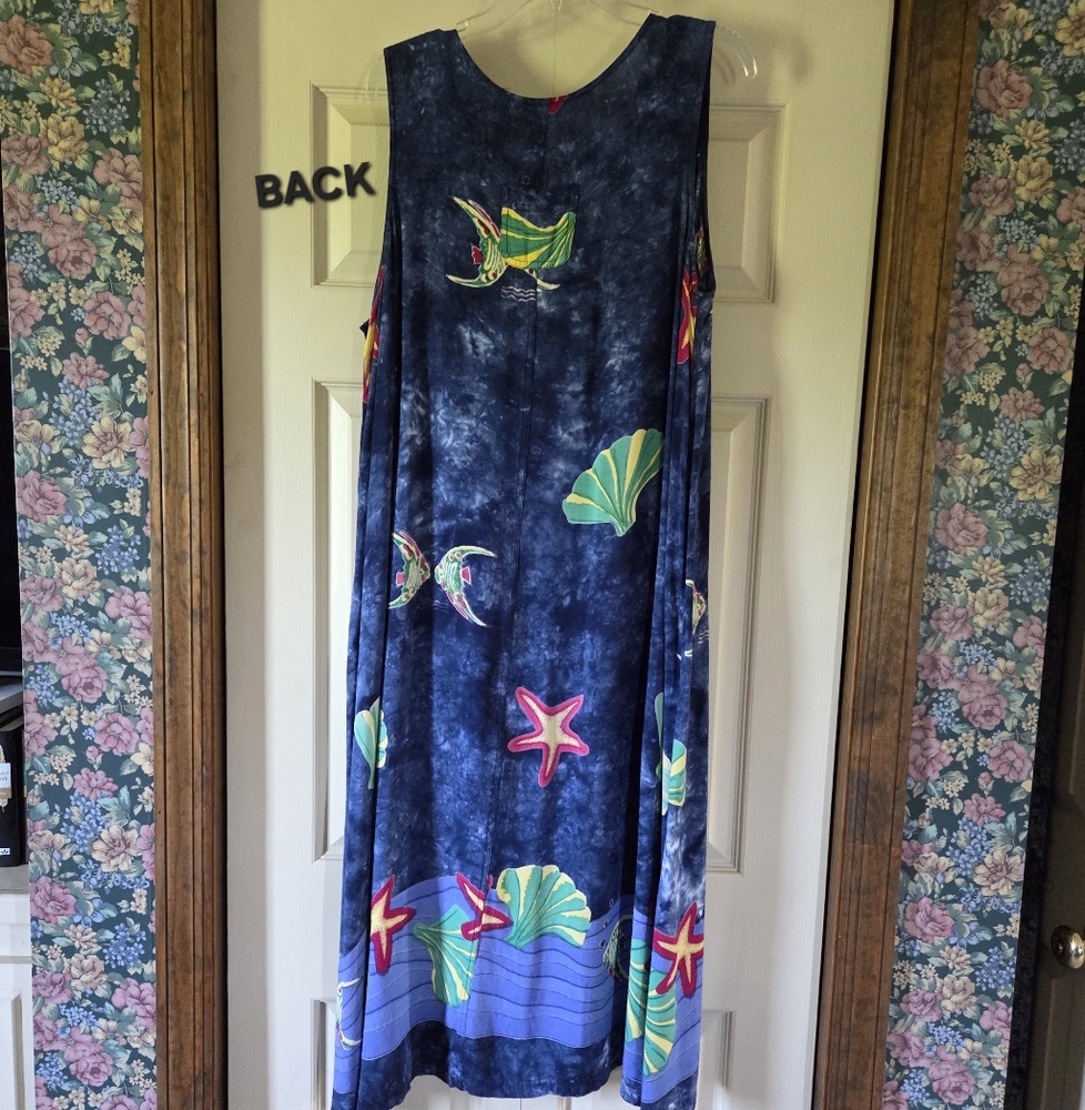 Blue Sleeveless Dress with Starfish & Shells - Picture 4 of 6